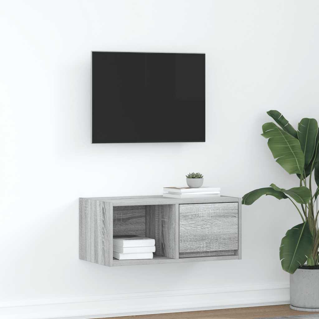 Tv-bord 60x31x25,5 cm konstrueret træ grå sonoma-eg