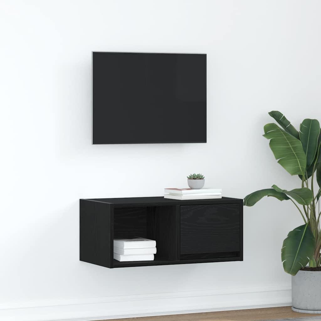 Tv-bord 60x31x25,5 cm konstrueret træ sort egetræsfarve