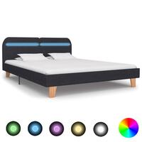 Sengeramme med LED uden madras 150x200 cm stof mørkegrå