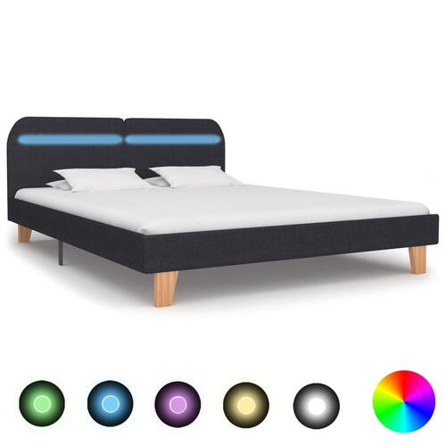 Sengeramme med LED uden madras 150x200 cm stof mørkegrå