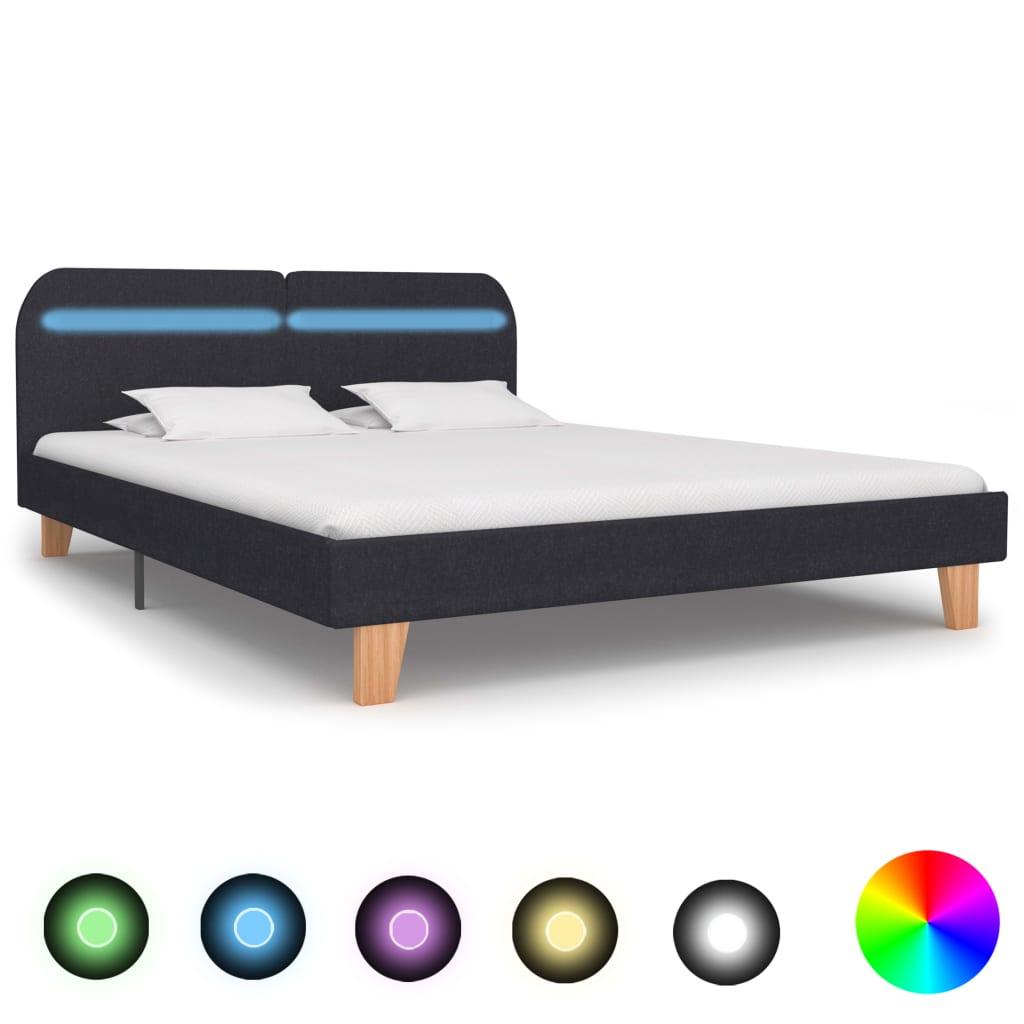 Sengeramme med LED uden madras 150x200 cm stof mørkegrå