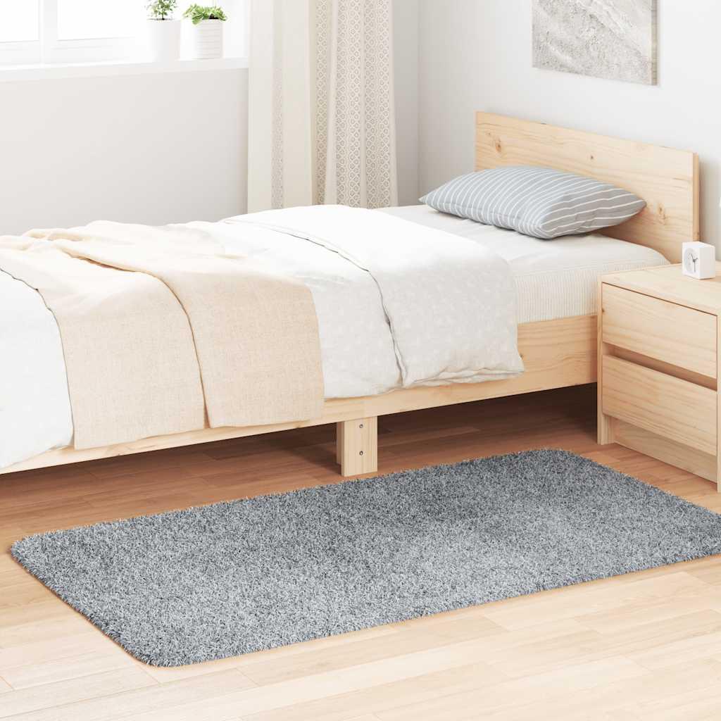 Shaggy Gulvtæppe Navarra Høje Luv Polyester Sølvgrå - Rektangulær / 80 x 150 cm