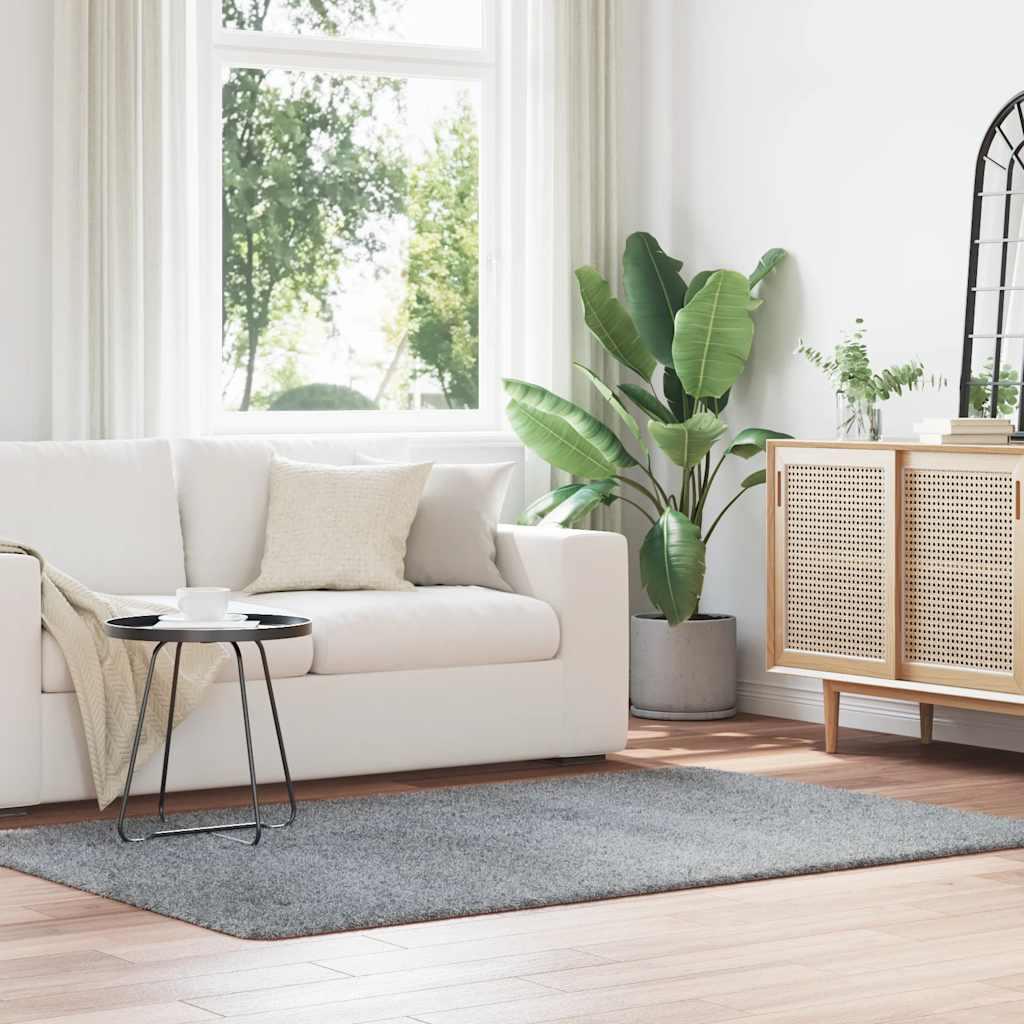 Shaggy Gulvtæppe Navarra Høje Luv Polyester Sølvgrå - Rektangulær / 130 x 200 cm