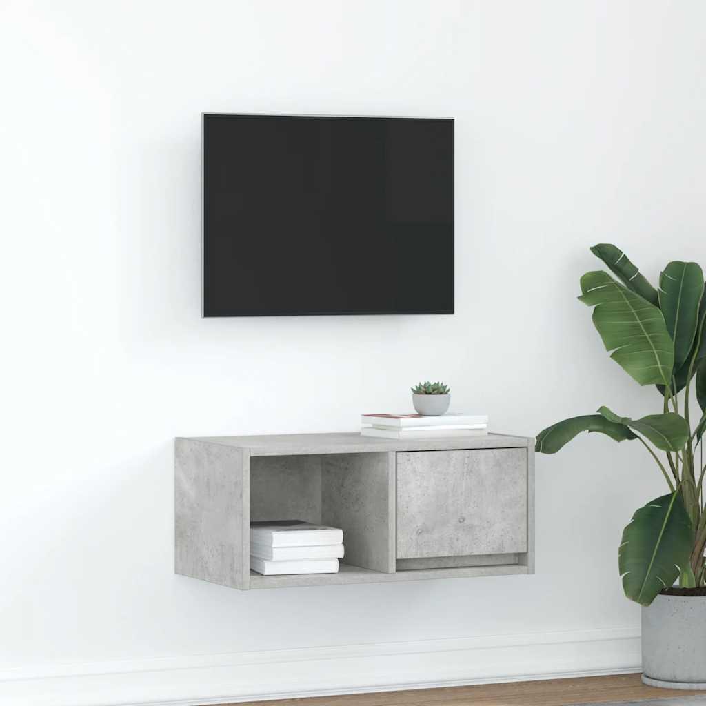 Tv-bord 60x31x25,5 cm konstrueret træ betongrå