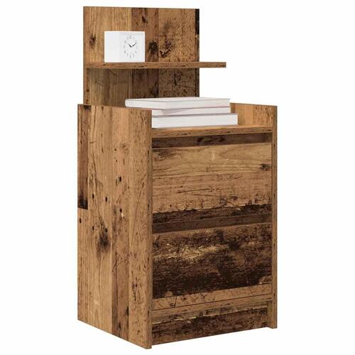 Sengebord med 2 skuffer 38x34x80 cm antikt træ