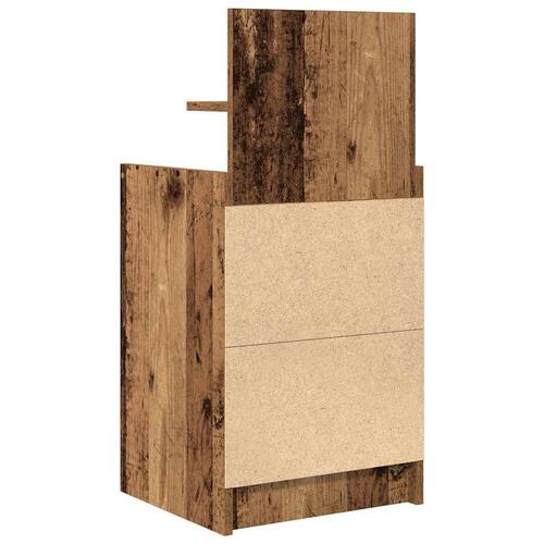 Sengebord med 2 skuffer 38x34x80 cm antikt træ
