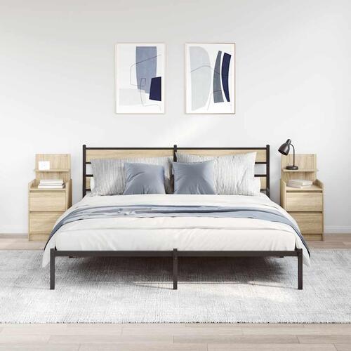 Sengeborde med 2 skuffer 2 stk. 38x34x80 cm sonoma-eg