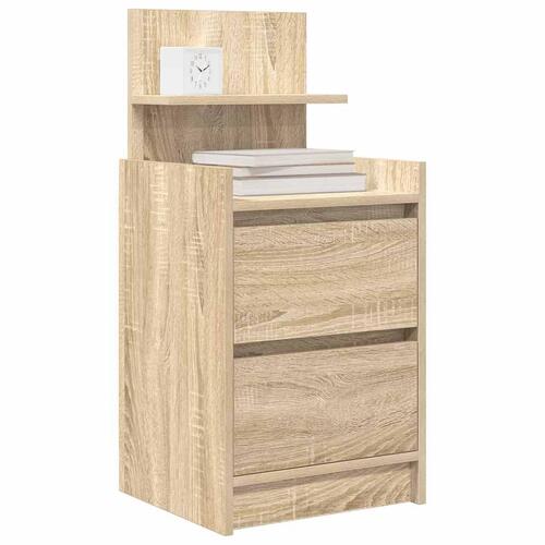 Sengeborde med 2 skuffer 2 stk. 38x34x80 cm sonoma-eg