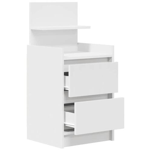 Sengebord med 2 skuffer 38x34x80 cm hvid