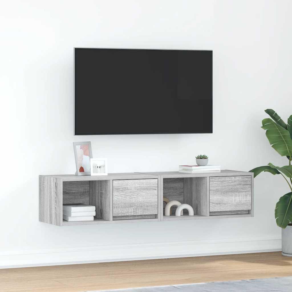 Tv-borde 2 stk. 60x31x25,5 cm konstrueret træ grå sonoma-eg