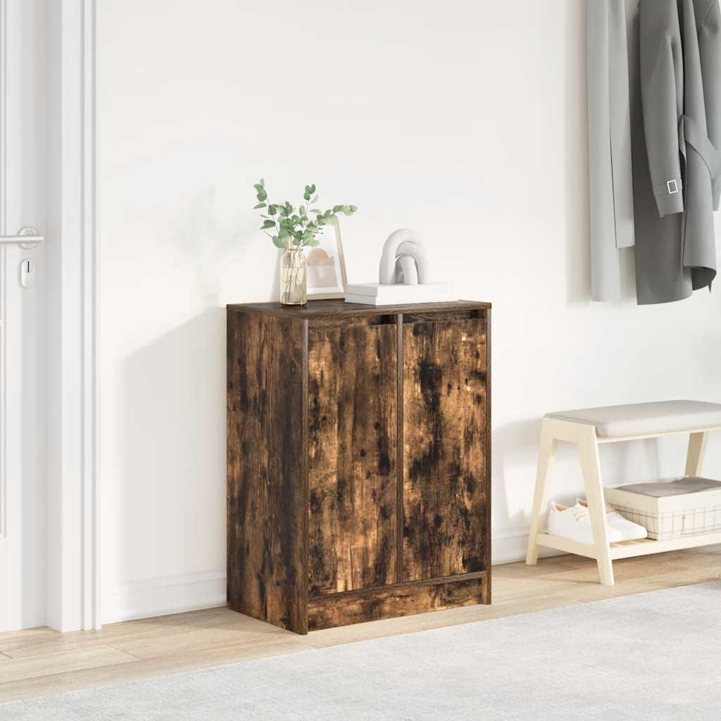 Skoskab 57x34x76 cm konstrueret træ røget egetræsfarve billede