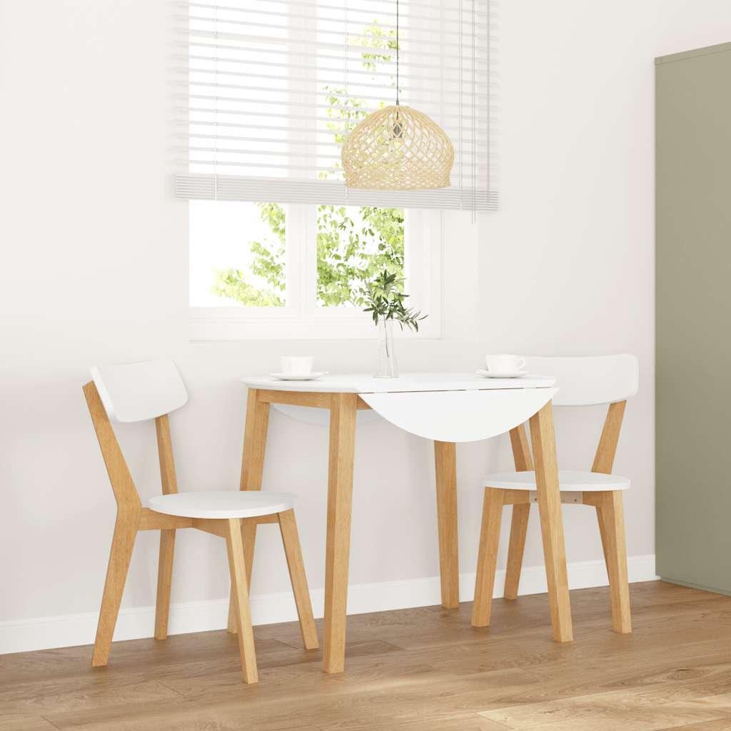 Spisebordsstole Massivt Gummitræ - Natur og hvid