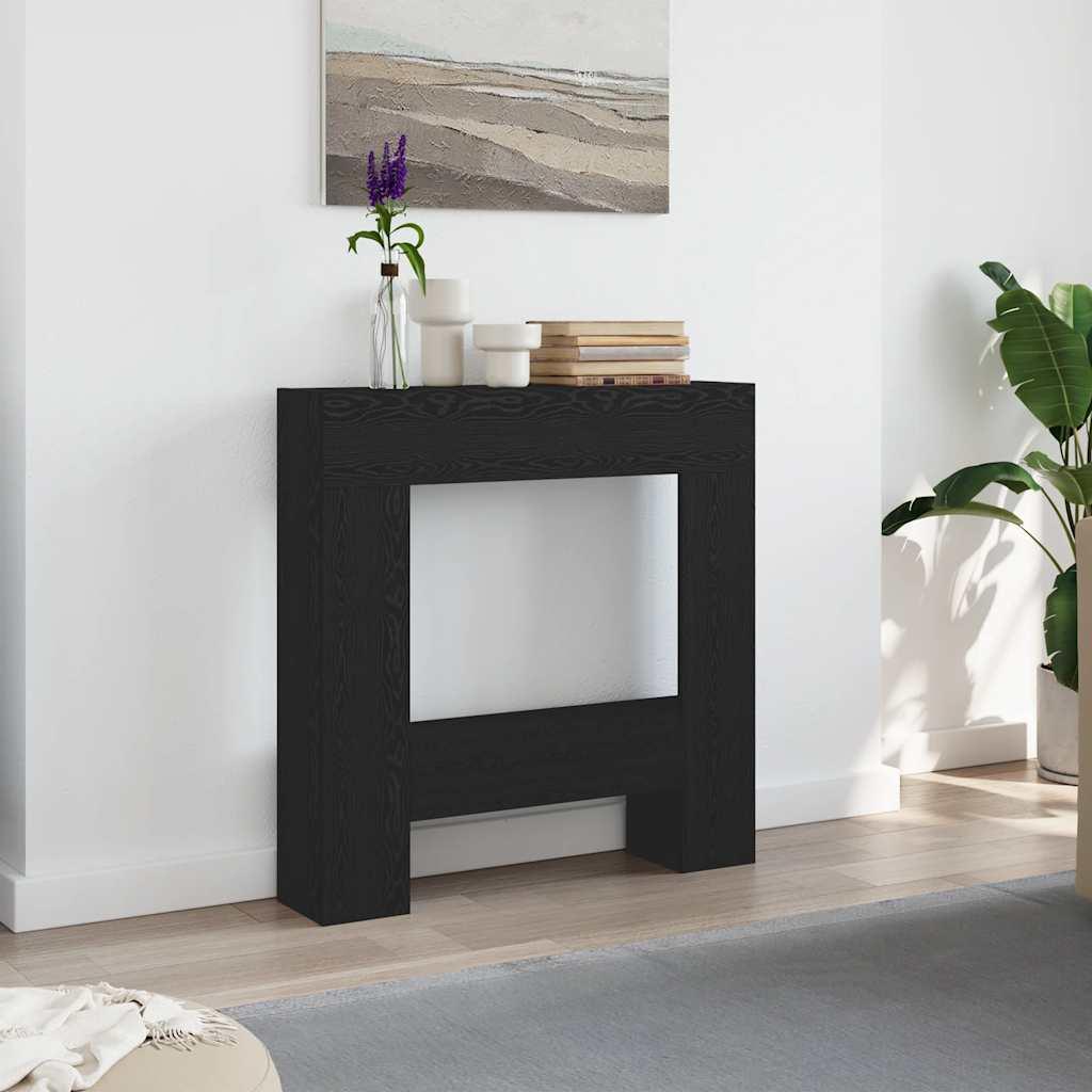 Forsats til pejs 81x18x82 cm konstrueret træ sort egetræ billede