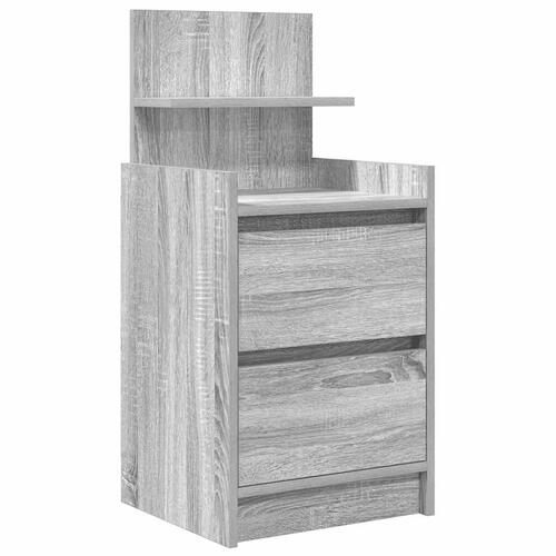 Sengebord med 2 skuffer 38x34x80 cm grå sonoma-eg