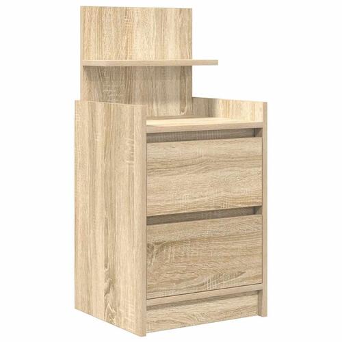 Sengebord med 2 skuffer 38x34x80 cm sonoma-eg