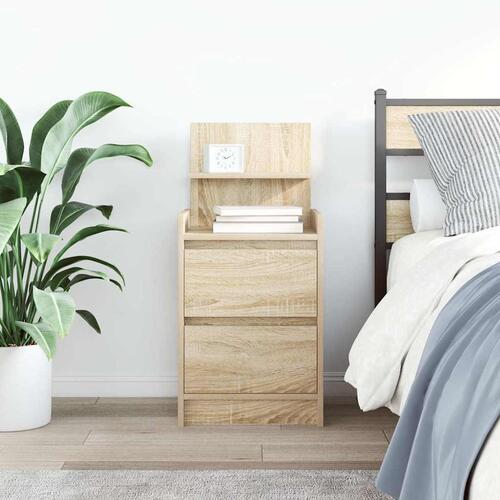 Sengebord med 2 skuffer 38x34x80 cm sonoma-eg
