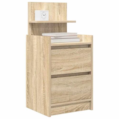 Sengebord med 2 skuffer 38x34x80 cm sonoma-eg