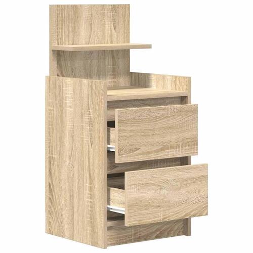 Sengebord med 2 skuffer 38x34x80 cm sonoma-eg