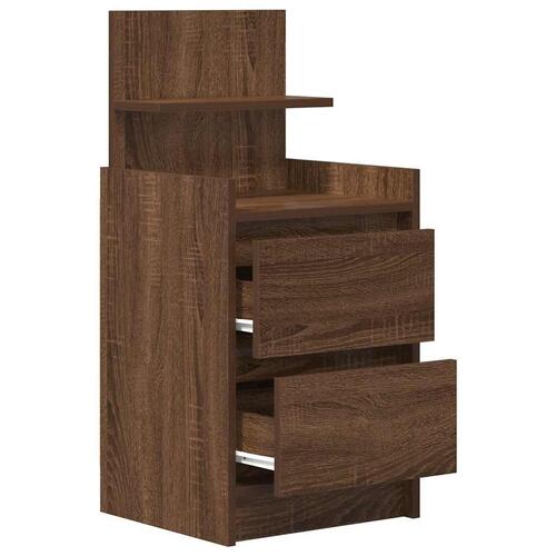 Sengebord med 2 skuffer 38x34x80 cm brun egetræsfarve