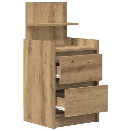 Sengebord med 2 skuffer 38x34x80 cm kunsteg