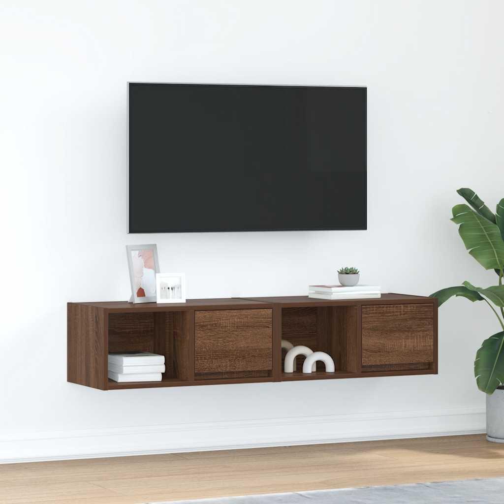 Tv-borde 2 stk. 60x31x25,5 cm konstrueret træ brunt egetræ