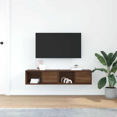Tv-borde 2 stk. 60x31x25,5 cm konstrueret træ brunt egetræ
