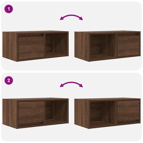Tv-borde 2 stk. 60x31x25,5 cm konstrueret træ brunt egetræ