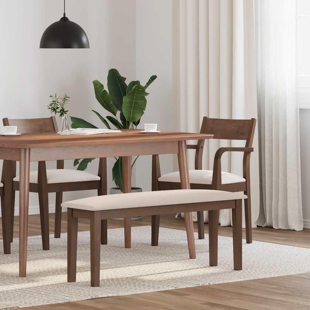 Bænk 110 cm massivt gummitræ brun