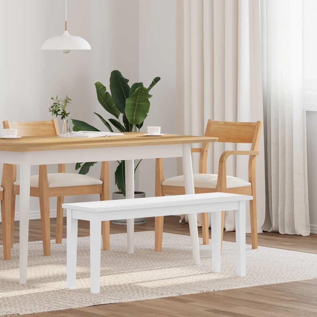 Bænk 110 cm massivt gummitræ hvid billede