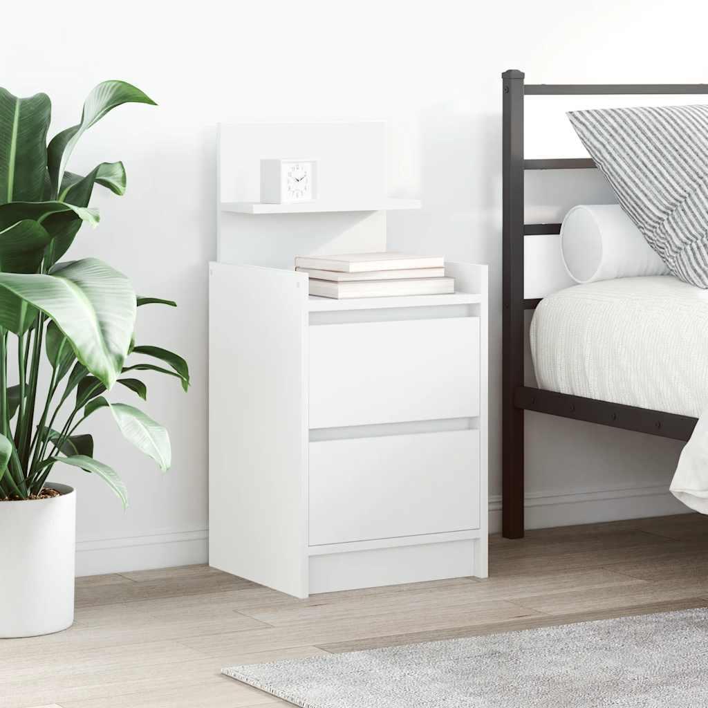 Sengeborde med 2 skuffer 2 stk. 38x34x80 cm hvid