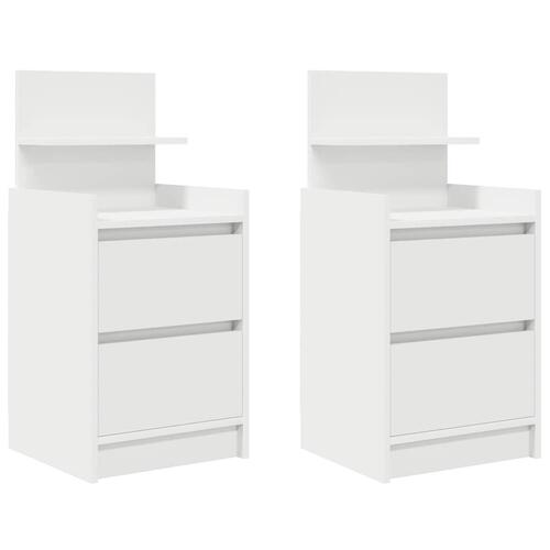 Sengeborde med 2 skuffer 2 stk. 38x34x80 cm hvid
