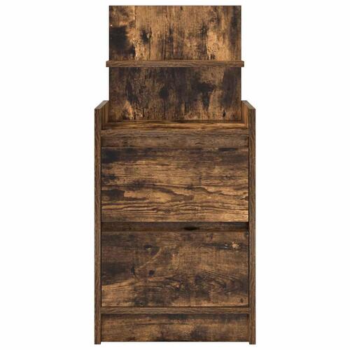 Sengebord med 2 skuffer 38x34x80 cm røget egetræsfarve