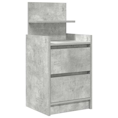 Sengebord med 2 skuffer 38x34x80 cm betongrå