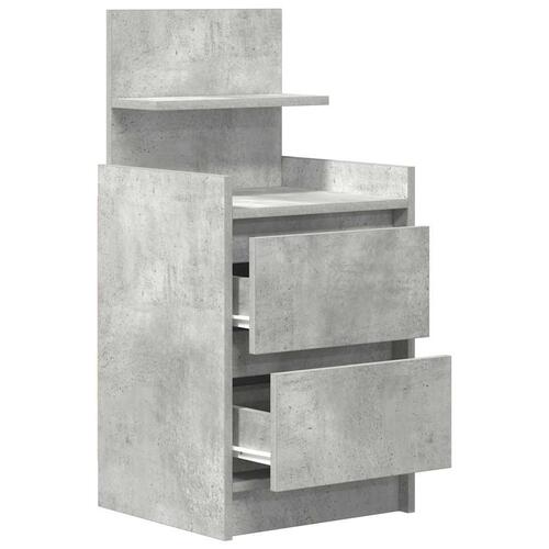 Sengebord med 2 skuffer 38x34x80 cm betongrå