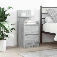 Sengeborde med 2 skuffer 2 stk. 38x34x80 cm grå sonoma-eg