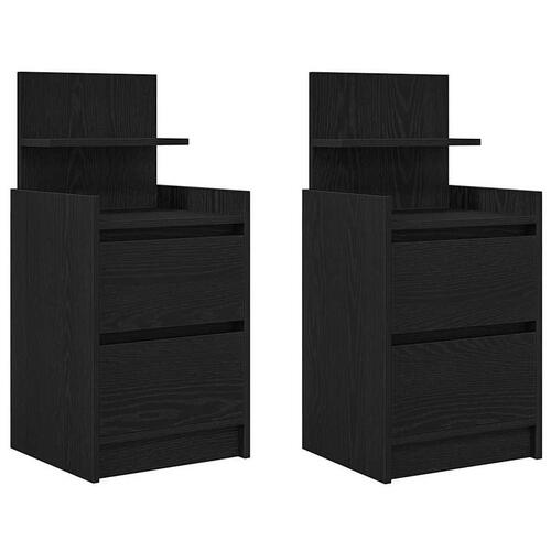 Sengeborde med 2 skuffer 2 stk. 38x34x80 cm sort