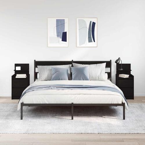 Sengeborde med 2 skuffer 2 stk. 38x34x80 cm sort