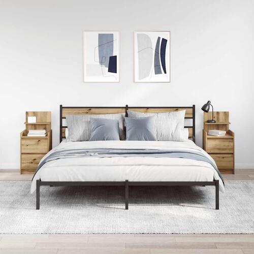 Sengeborde med 2 skuffer 2 stk. 38x34x80 cm egetræsfarve
