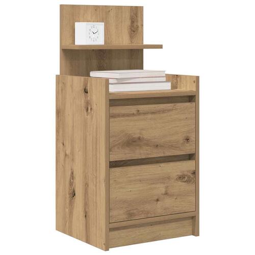 Sengeborde med 2 skuffer 2 stk. 38x34x80 cm egetræsfarve