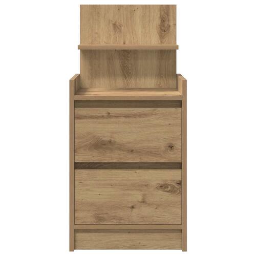Sengeborde med 2 skuffer 2 stk. 38x34x80 cm egetræsfarve