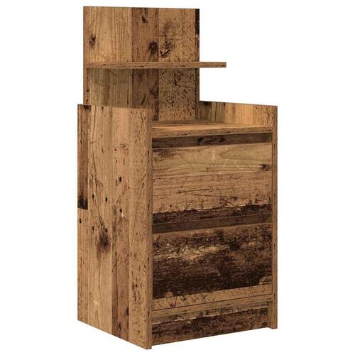 Sengeborde med 2 skuffer 2 stk. 38x34x80 cm antikt træ