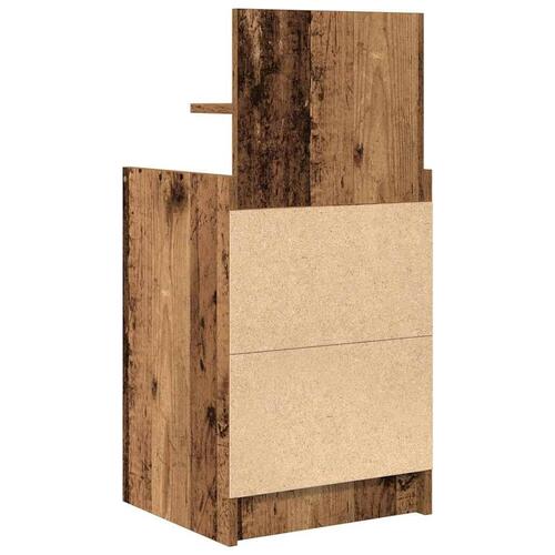 Sengeborde med 2 skuffer 2 stk. 38x34x80 cm antikt træ