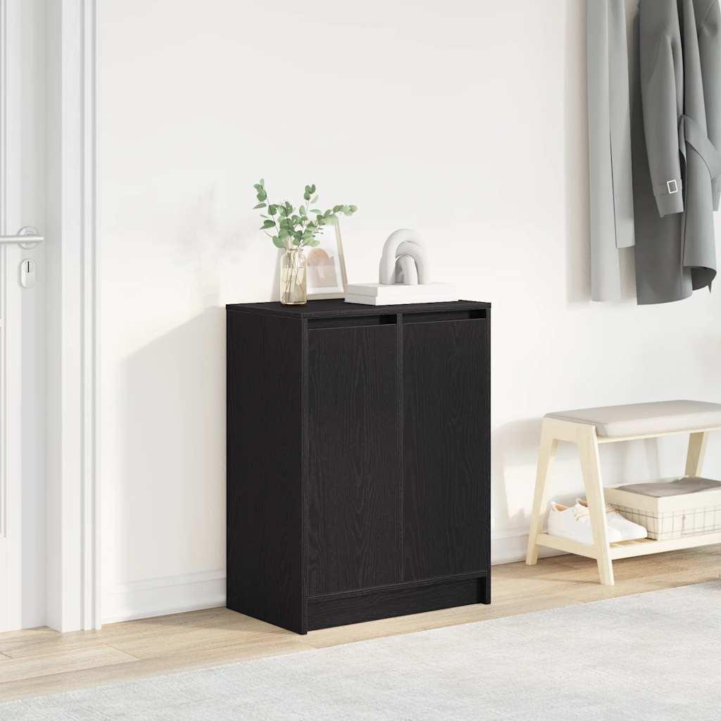 Skoreol 57x34x76 cm konstrueret træ sort egetræsfarve billede
