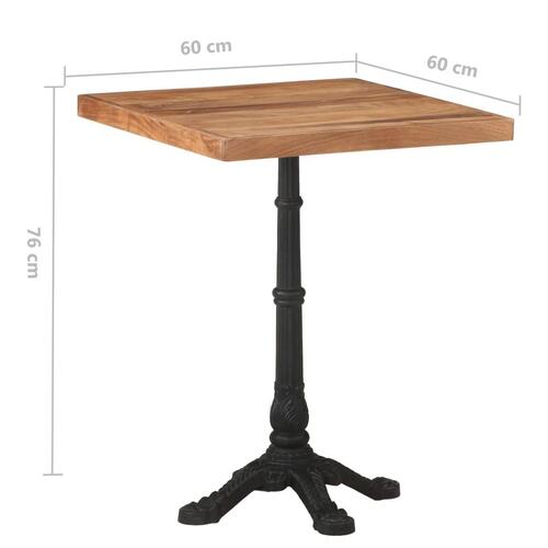 Bistrobord 60x60x76 cm massivt akacietræ
