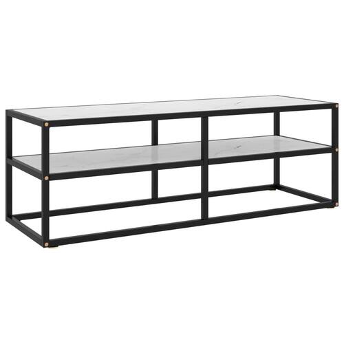Tv-bord 120x40x40 cm hvidt marmorglas sort