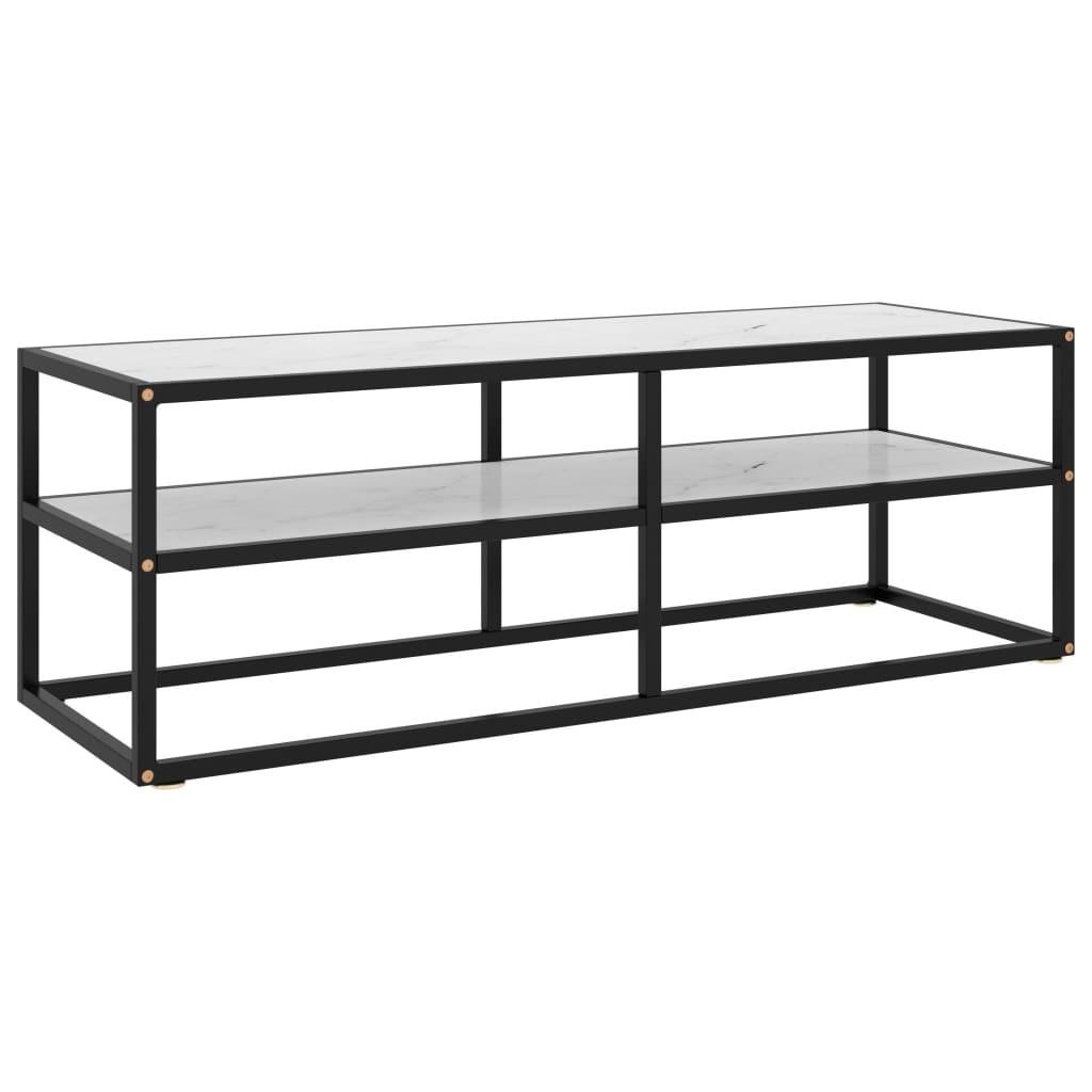 Tv-bord 120x40x40 cm hvidt marmorglas sort