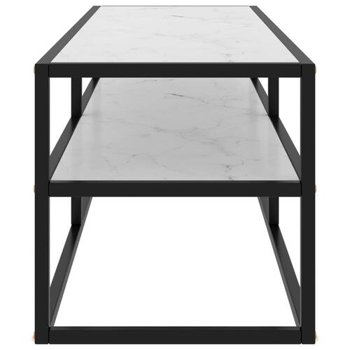 Tv-bord 120x40x40 cm hvidt marmorglas sort