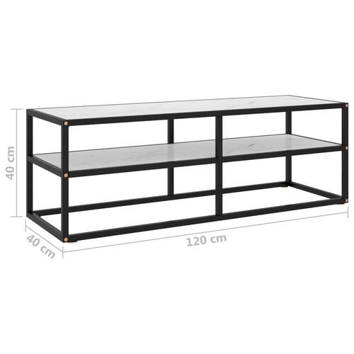 Tv-bord 120x40x40 cm hvidt marmorglas sort
