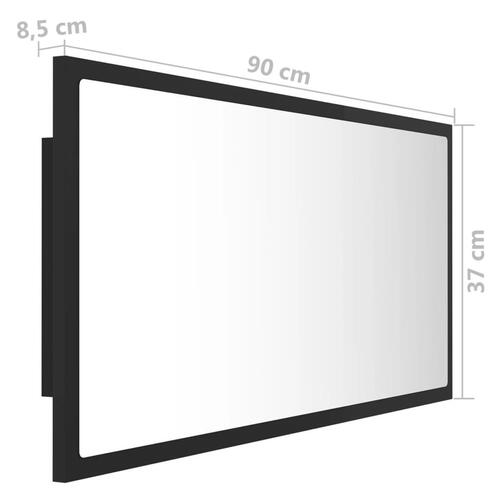 Badeværelsesspejl med LED-lys 90x8,5x37 cm akryl grå