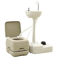 Transportabelt campingtoilet 10+10 l og håndvask 20 l grå